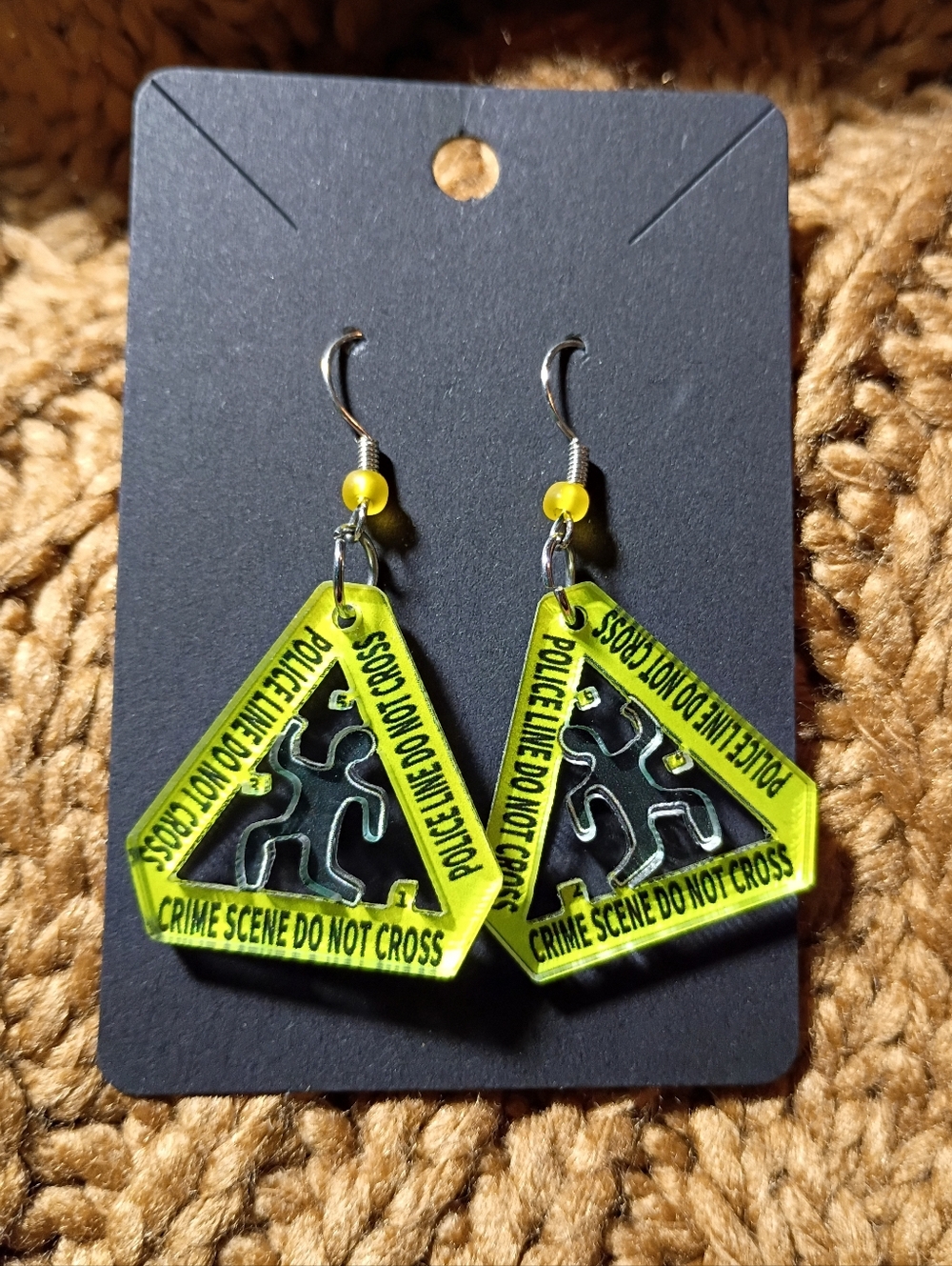 Crime Scene Tape Do Not Cross True Murder Chalk Outline Serial Killer Earrings